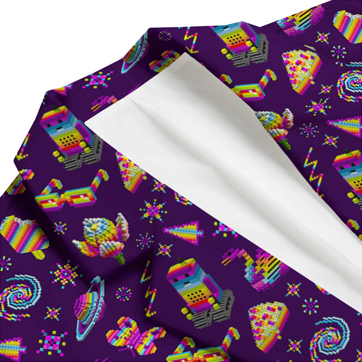 3D Pixel Cartoon Print Pattern Men's Blazer-grizzshop