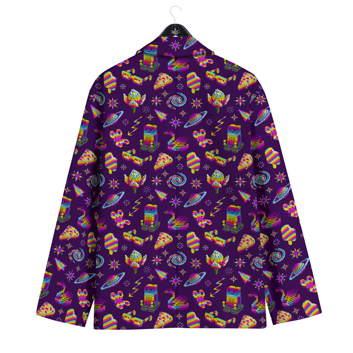 3D Pixel Cartoon Print Pattern Men's Sport Coat-grizzshop