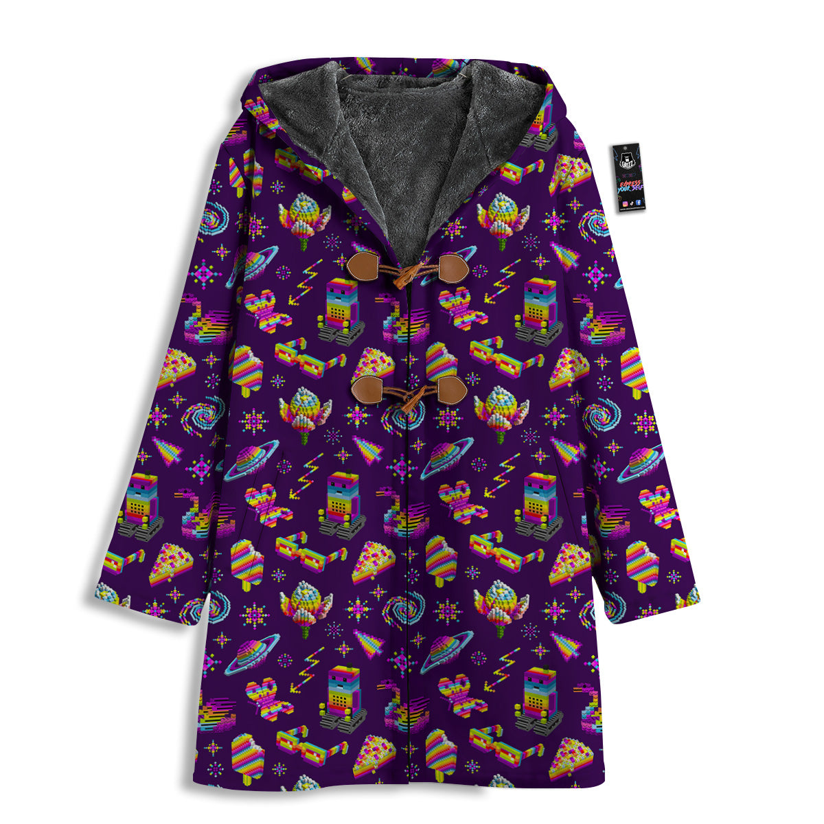 3D Pixel Cartoon Print Pattern Men's Windbreaker Jacket-grizzshop