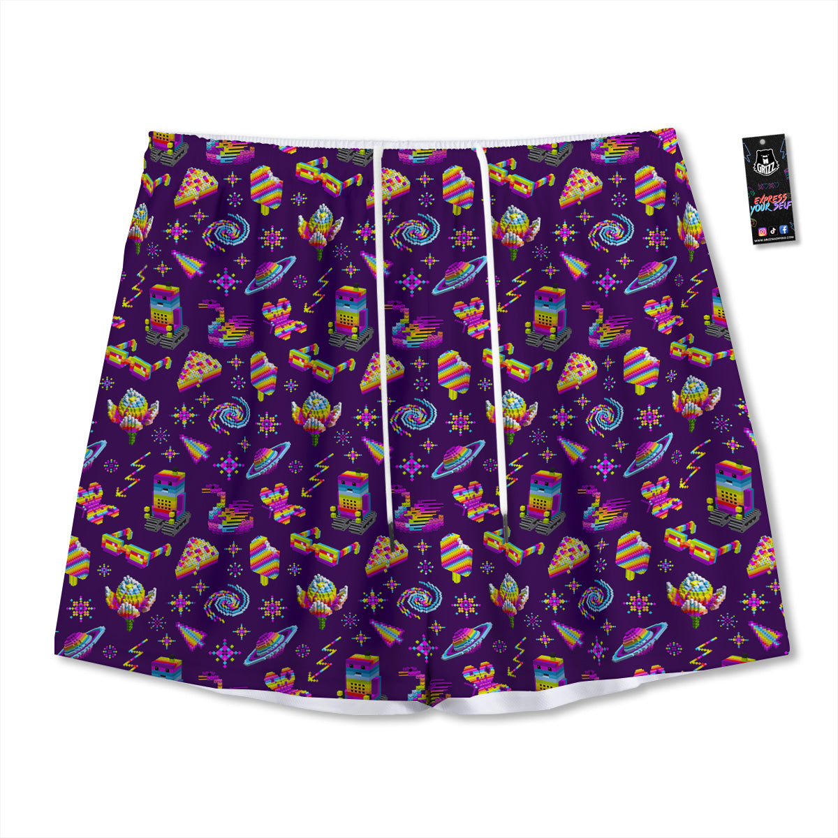 3D Ghost In The Darkness Print Mesh Shorts