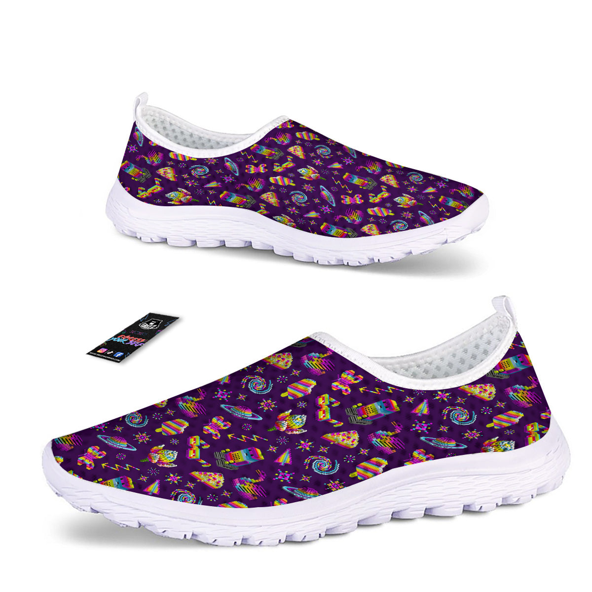 3D Pixel Cartoon Print Pattern Nurse Shoes-grizzshop