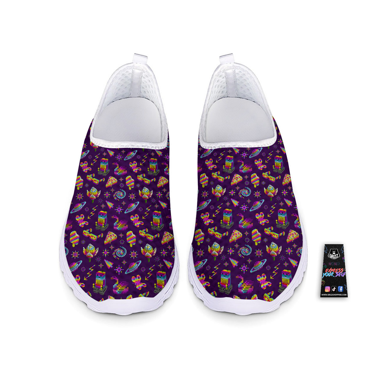 3D Pixel Cartoon Print Pattern Nurse Shoes-grizzshop