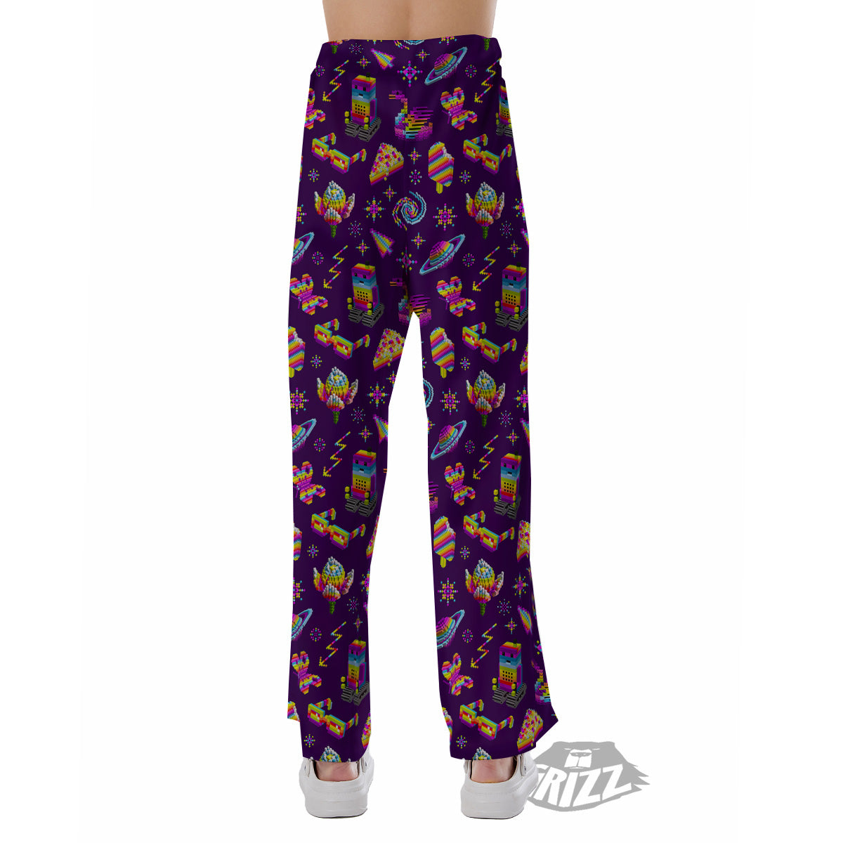 3D Pixel Cartoon Print Pattern Pajama Pants-grizzshop