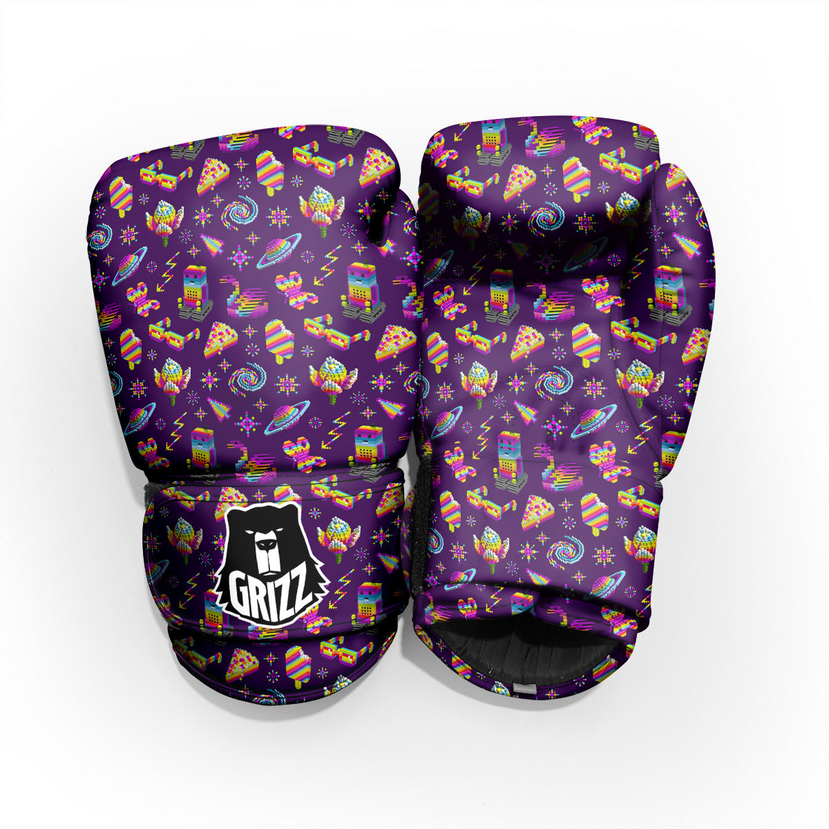 3D Pixel Cartoon Print Pattern Pro Boxing Glove