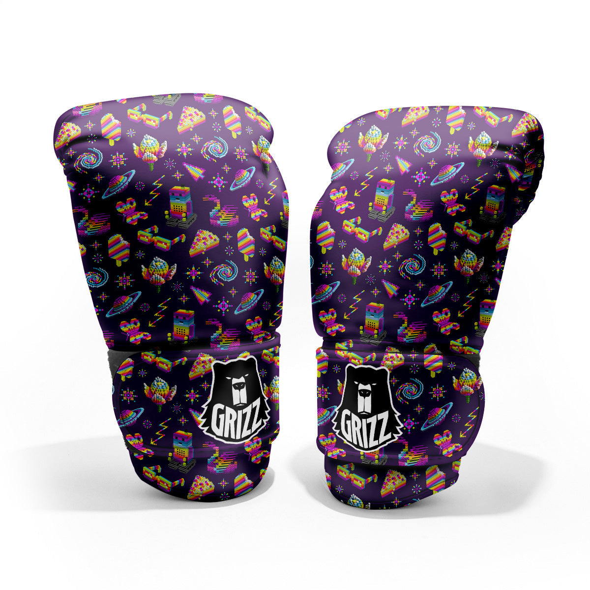 3D Pixel Cartoon Print Pattern Pro Boxing Glove