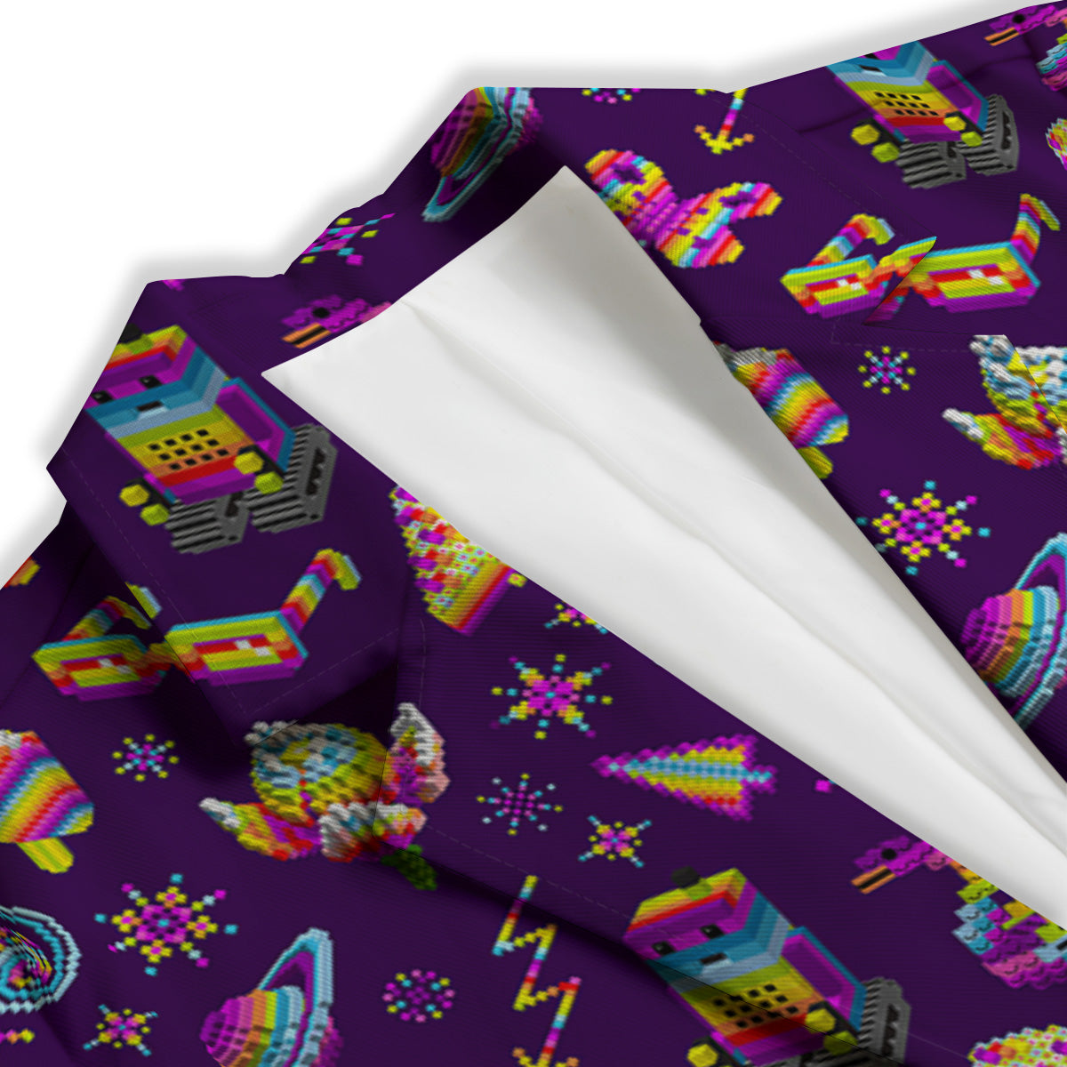 3D Pixel Cartoon Print Pattern Women's Blazer-grizzshop