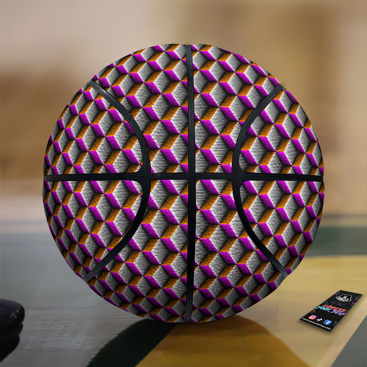 3D Rhombus Print Pattern Basketball-grizzshop