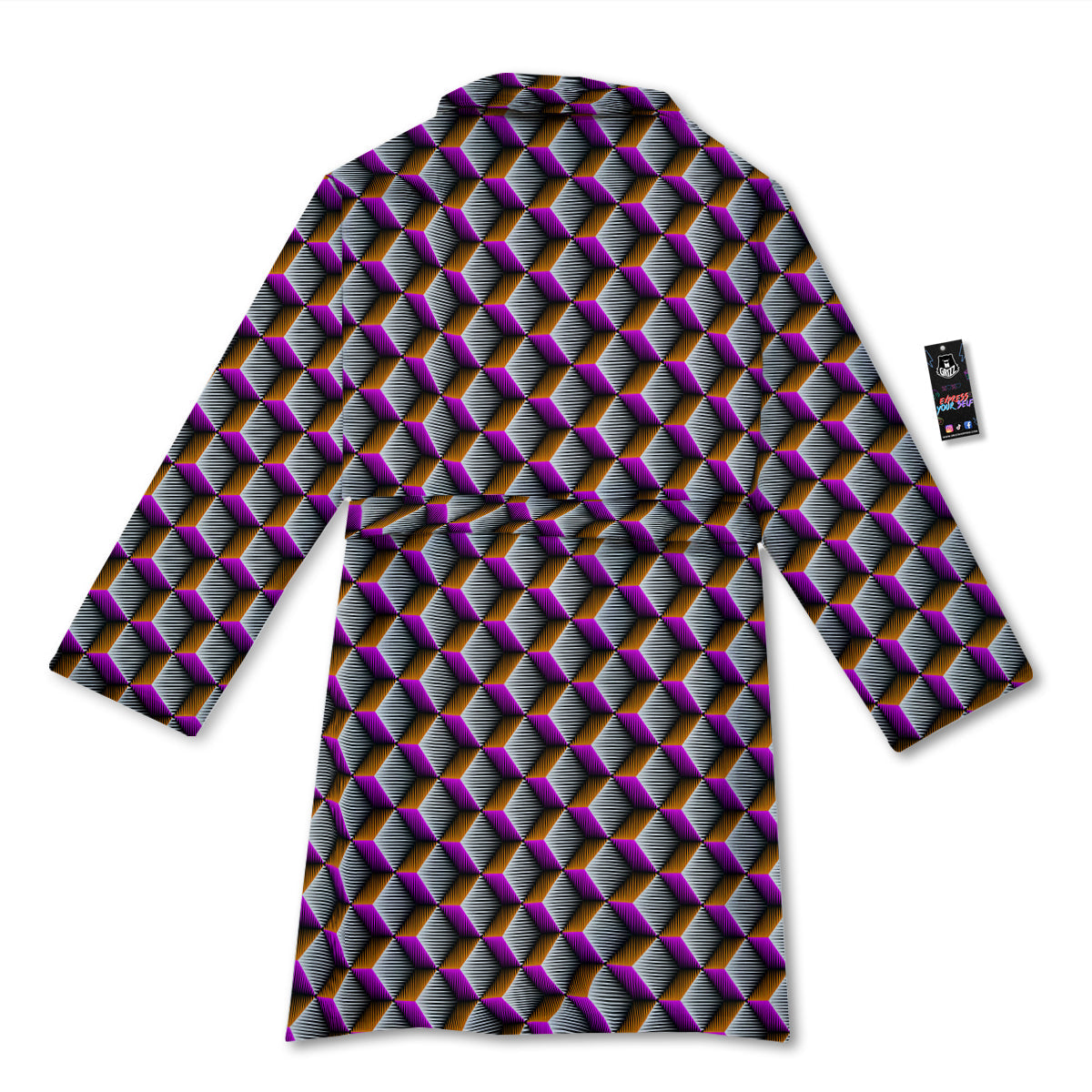 3D Rhombus Print Pattern Bathrobe-grizzshop