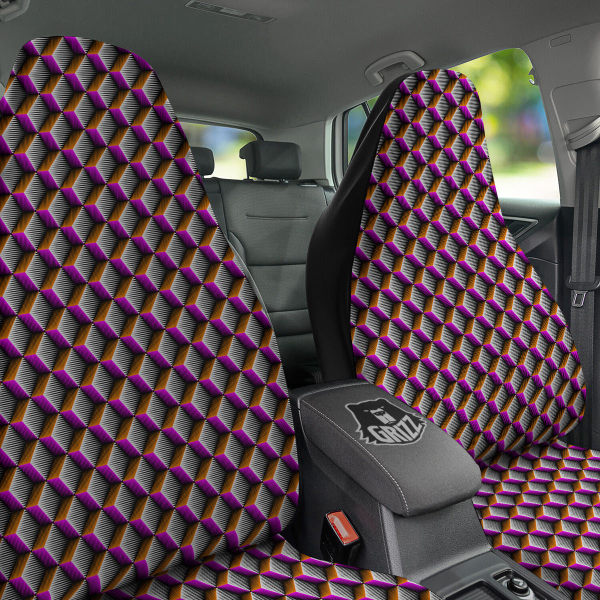 3D Rhombus Print Pattern Car Seat Covers-grizzshop