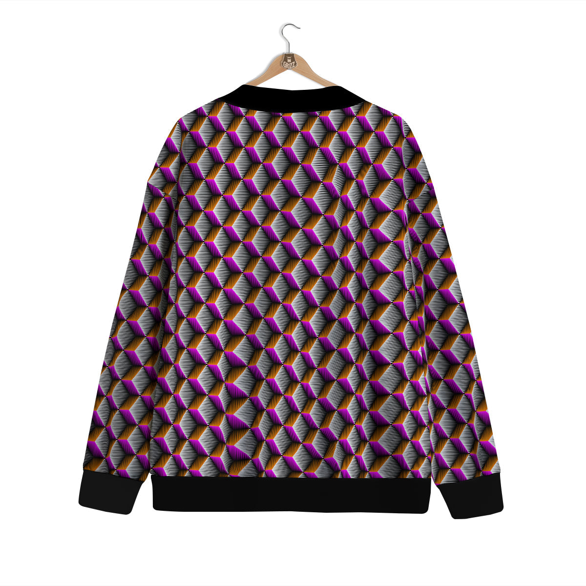 3D Rhombus Print Pattern Cardigan-grizzshop