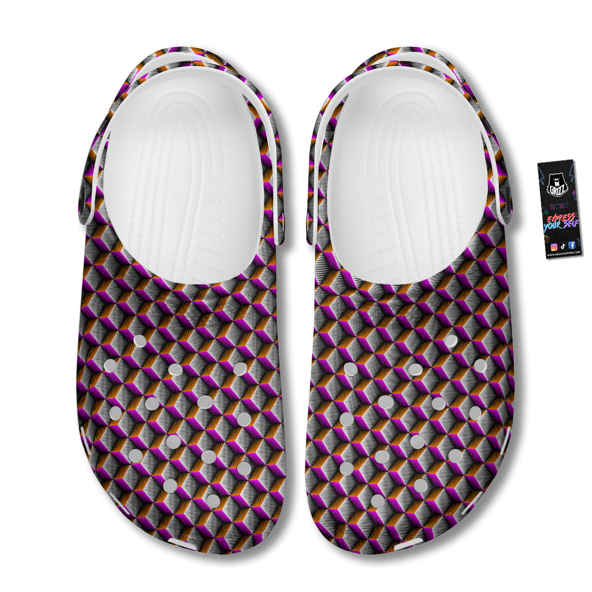 3D Rhombus Print Pattern Clog-grizzshop