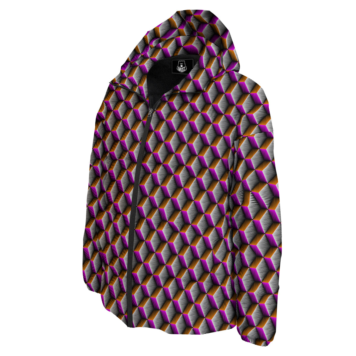 3D Rhombus Print Pattern Down Jacket-grizzshop