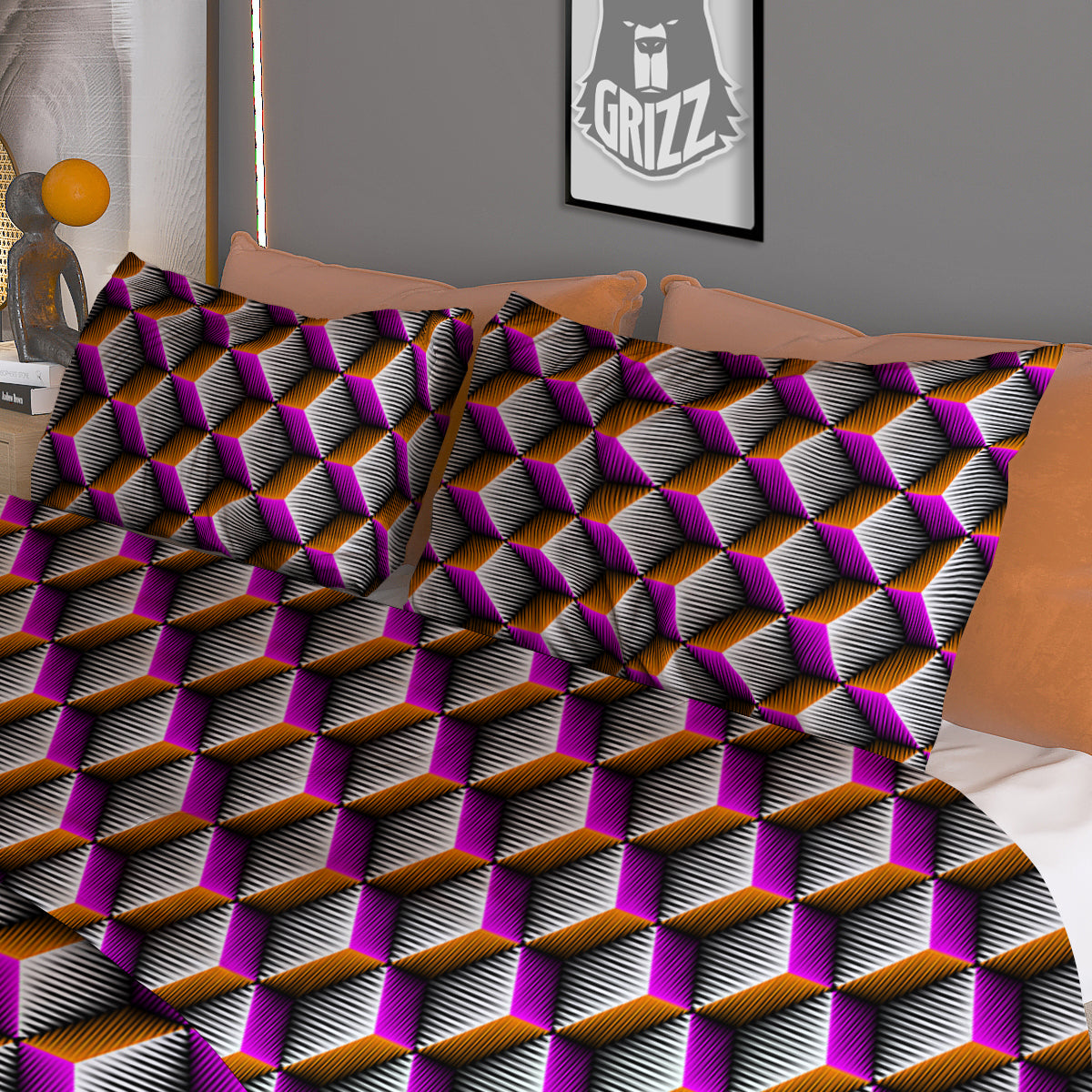3D Rhombus Print Pattern Duvet Cover Bedding Set