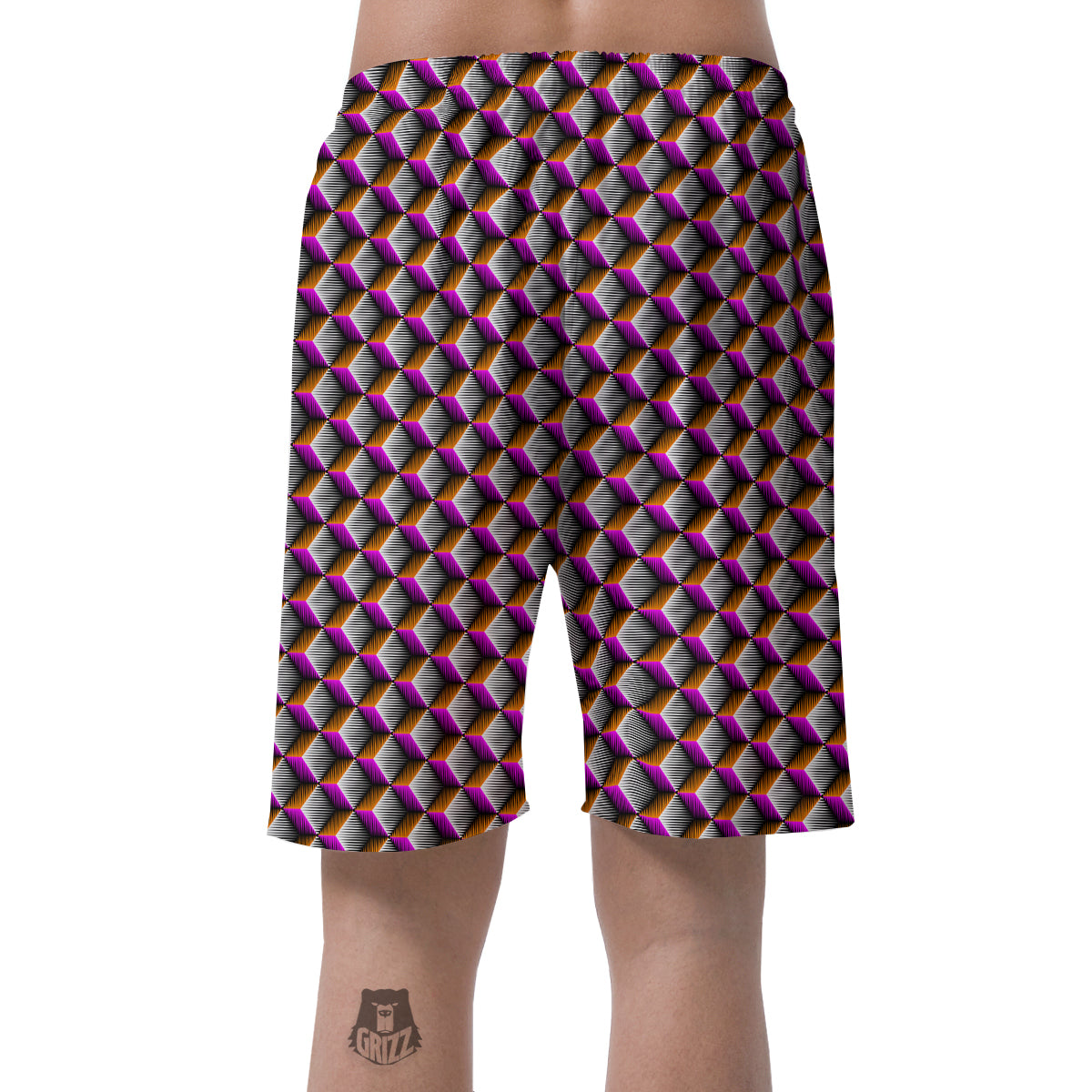 3D Rhombus Print Pattern Men's Shorts-grizzshop