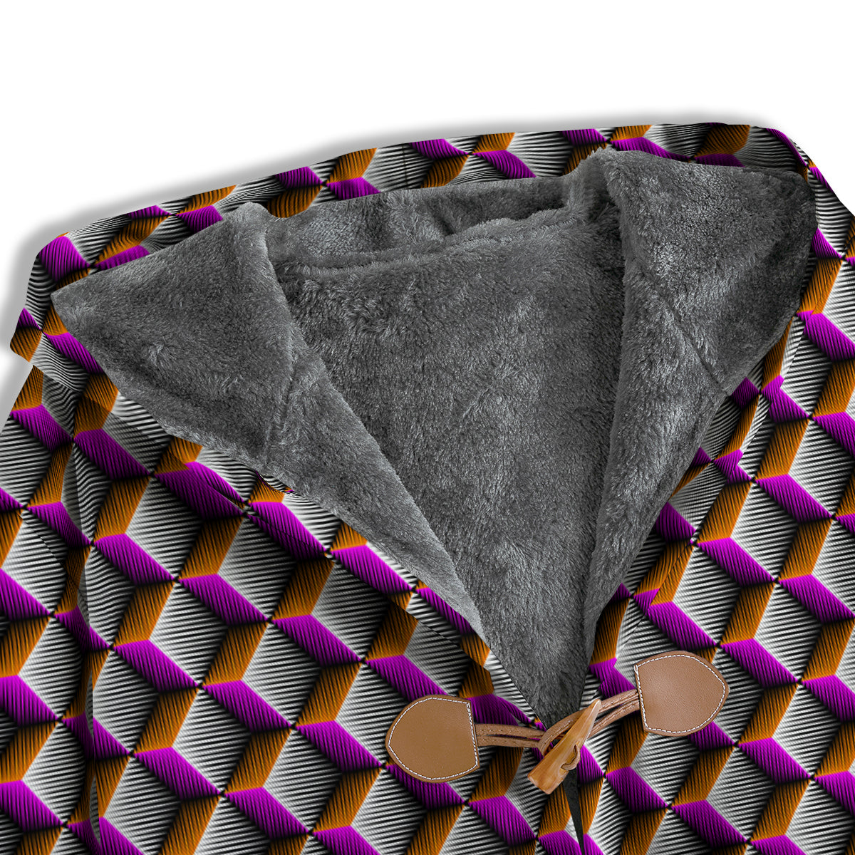 3D Rhombus Print Pattern Men's Windbreaker Jacket-grizzshop