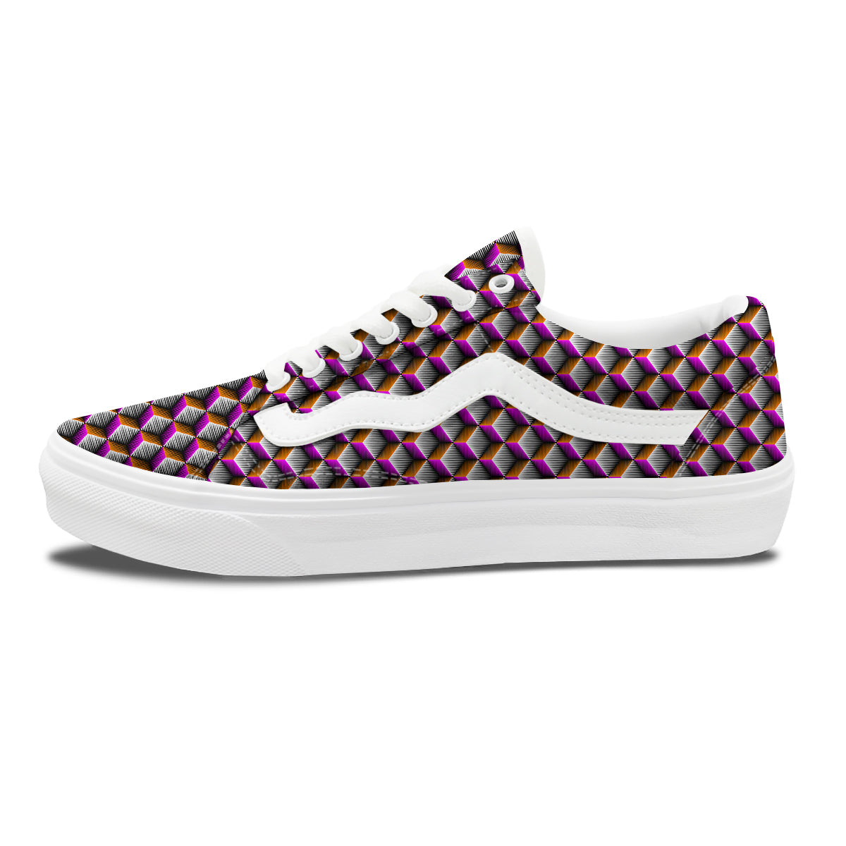 3D Rhombus Print Pattern Skate Shoes-grizzshop