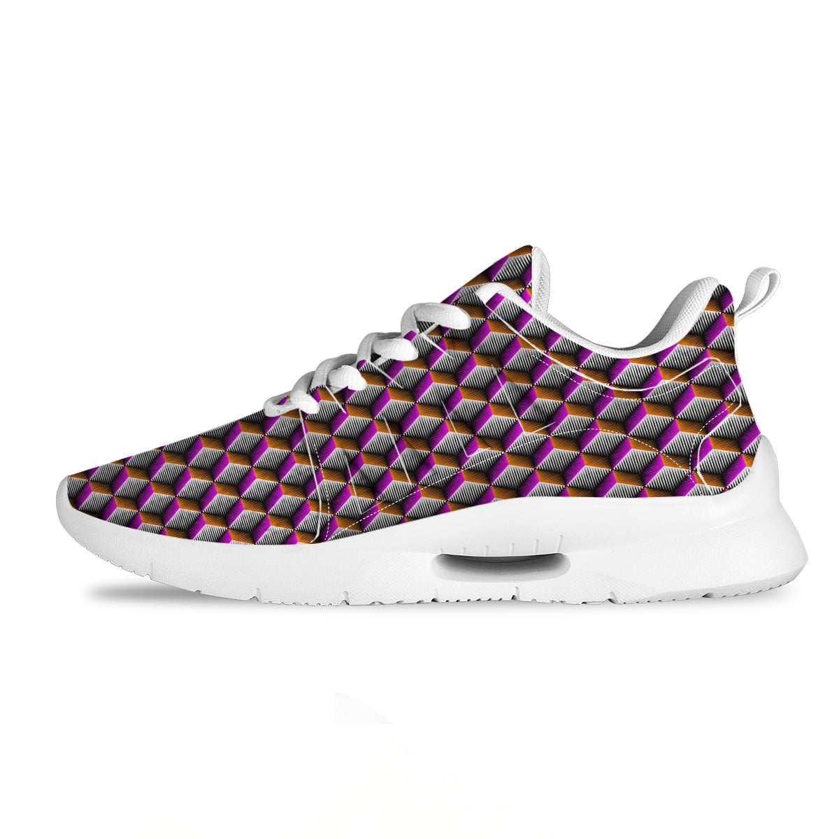 3D Rhombus Print Pattern Tennis Shoes-grizzshop