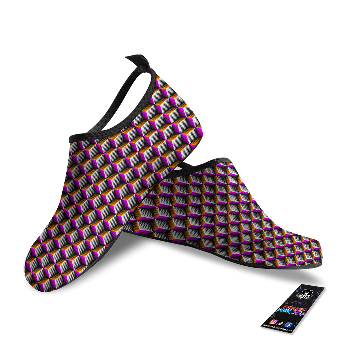 3D Rhombus Print Pattern Water Shoes-grizzshop