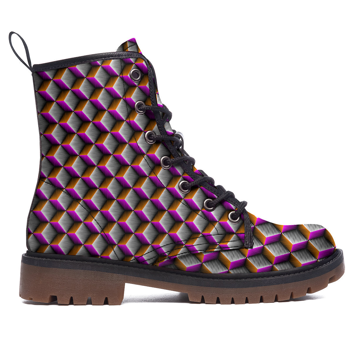 3D Rhombus Print Pattern Work Boots-grizzshop
