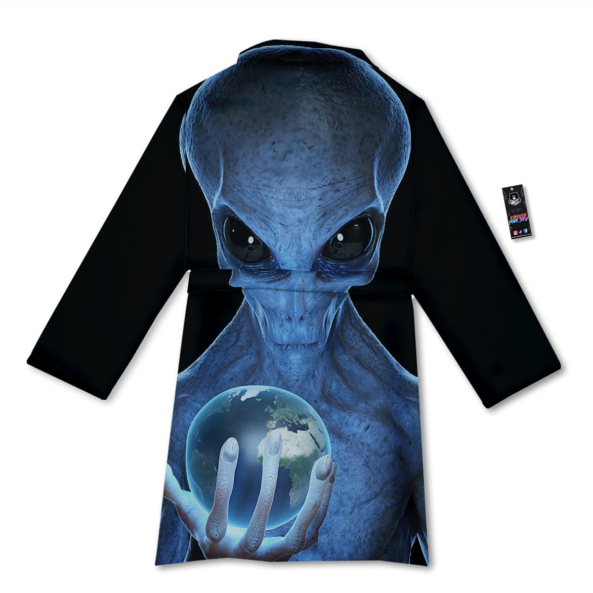 3D Scary Alien Grey Print Bathrobe-grizzshop