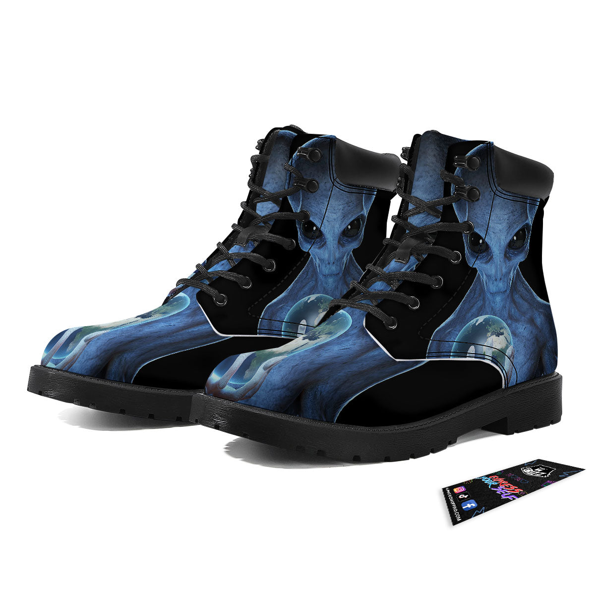 3D Scary Alien Grey Print Boots-grizzshop