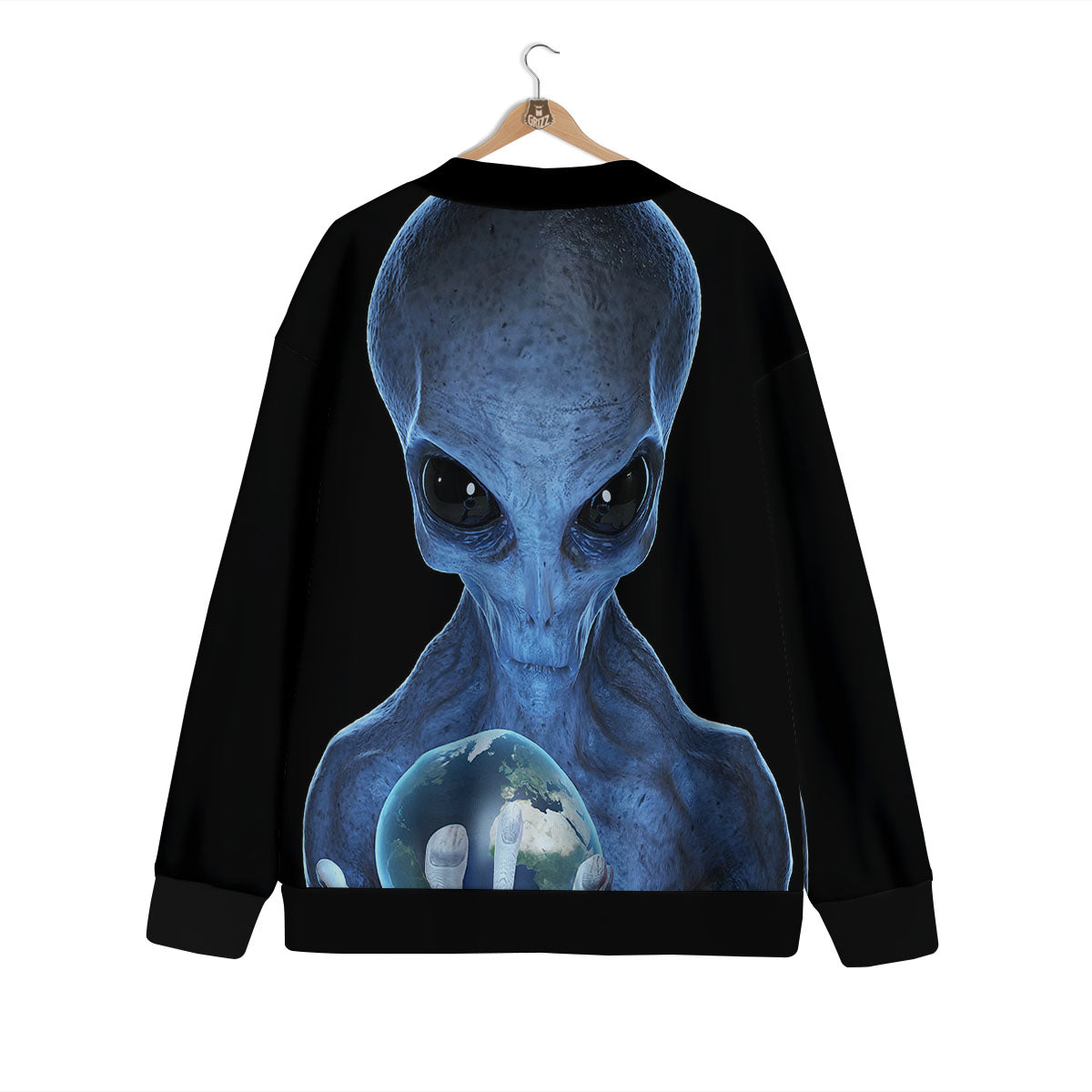3D Scary Alien Grey Print Cardigan-grizzshop
