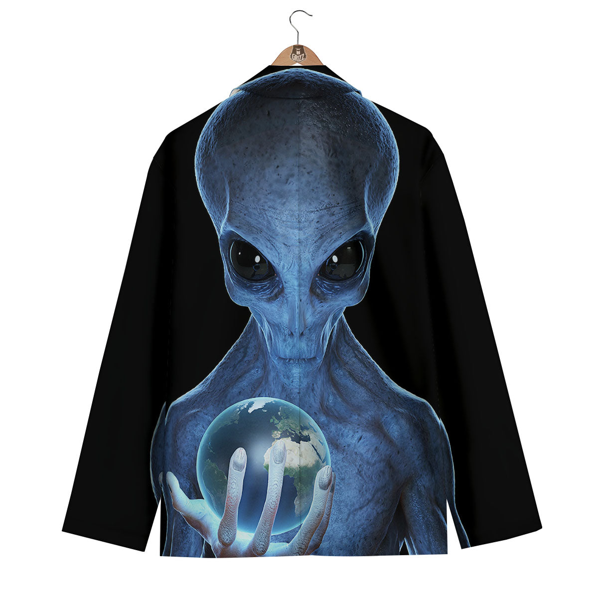3D Scary Alien Grey Print Men's Blazer-grizzshop