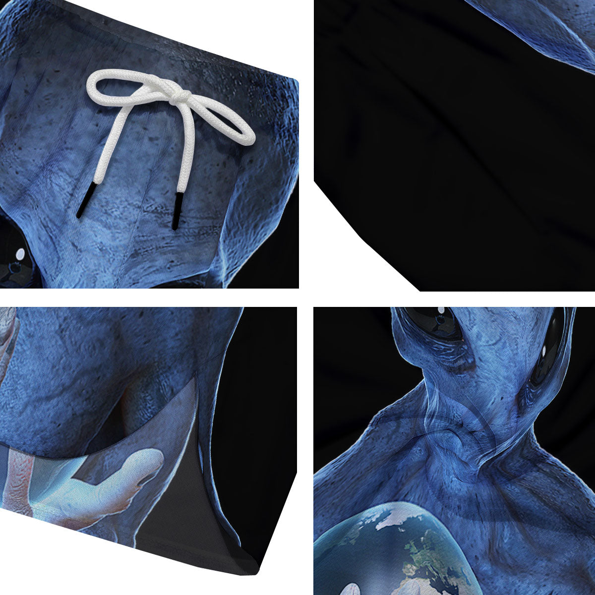 3D Scary Alien Grey Print Men's Running Shorts-grizzshop