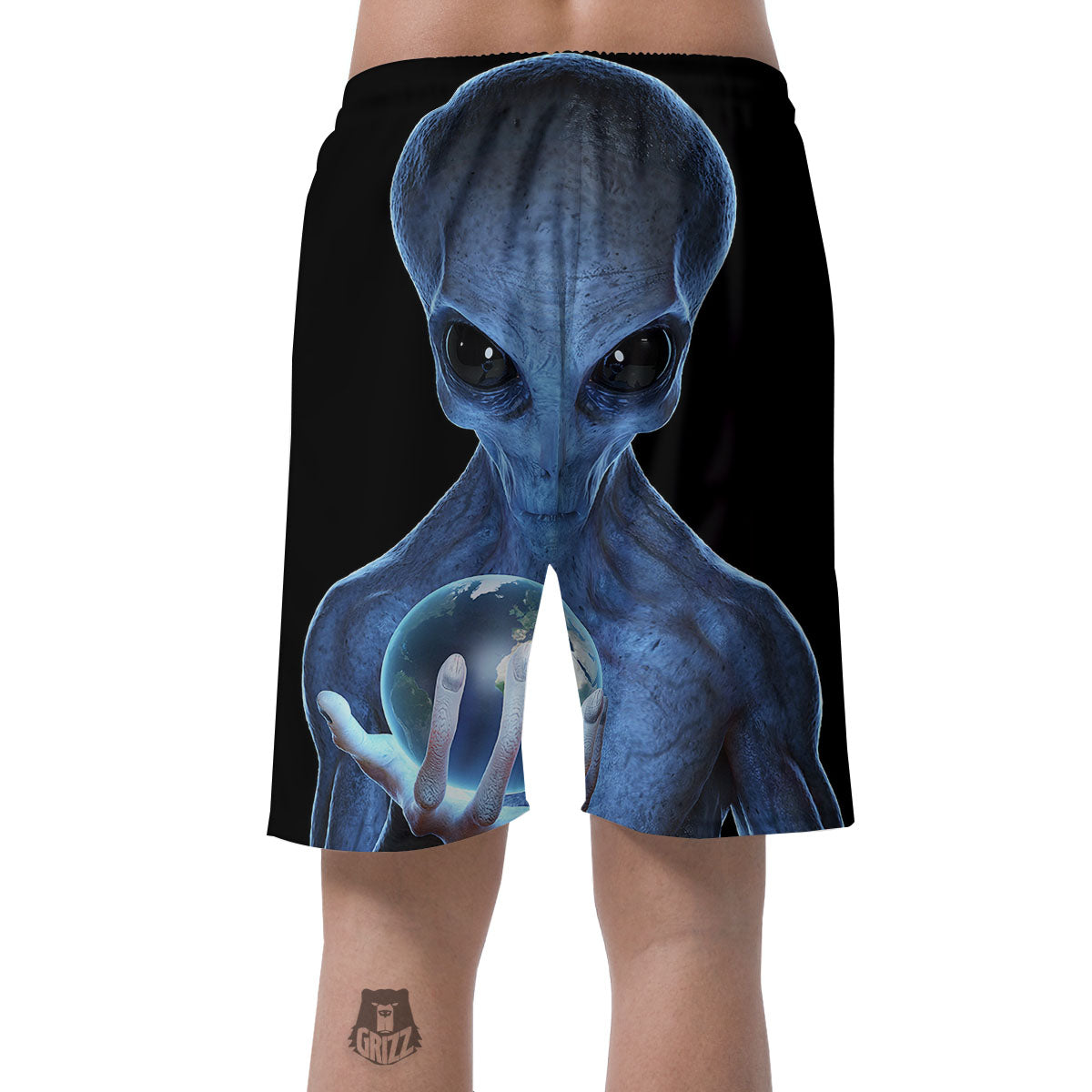 3D Scary Alien Grey Print Men's Shorts-grizzshop