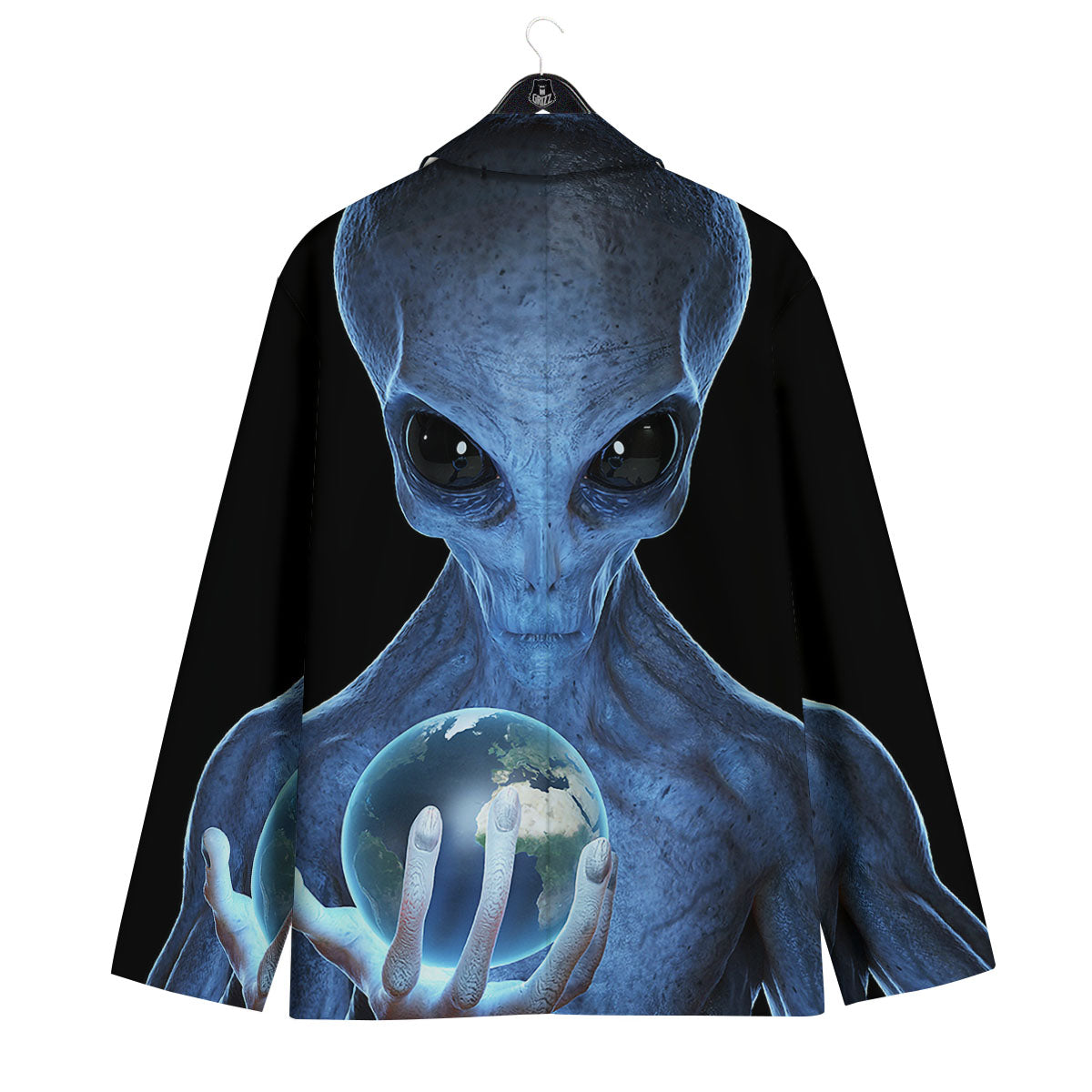 3D Scary Alien Grey Print Men's Sport Coat-grizzshop