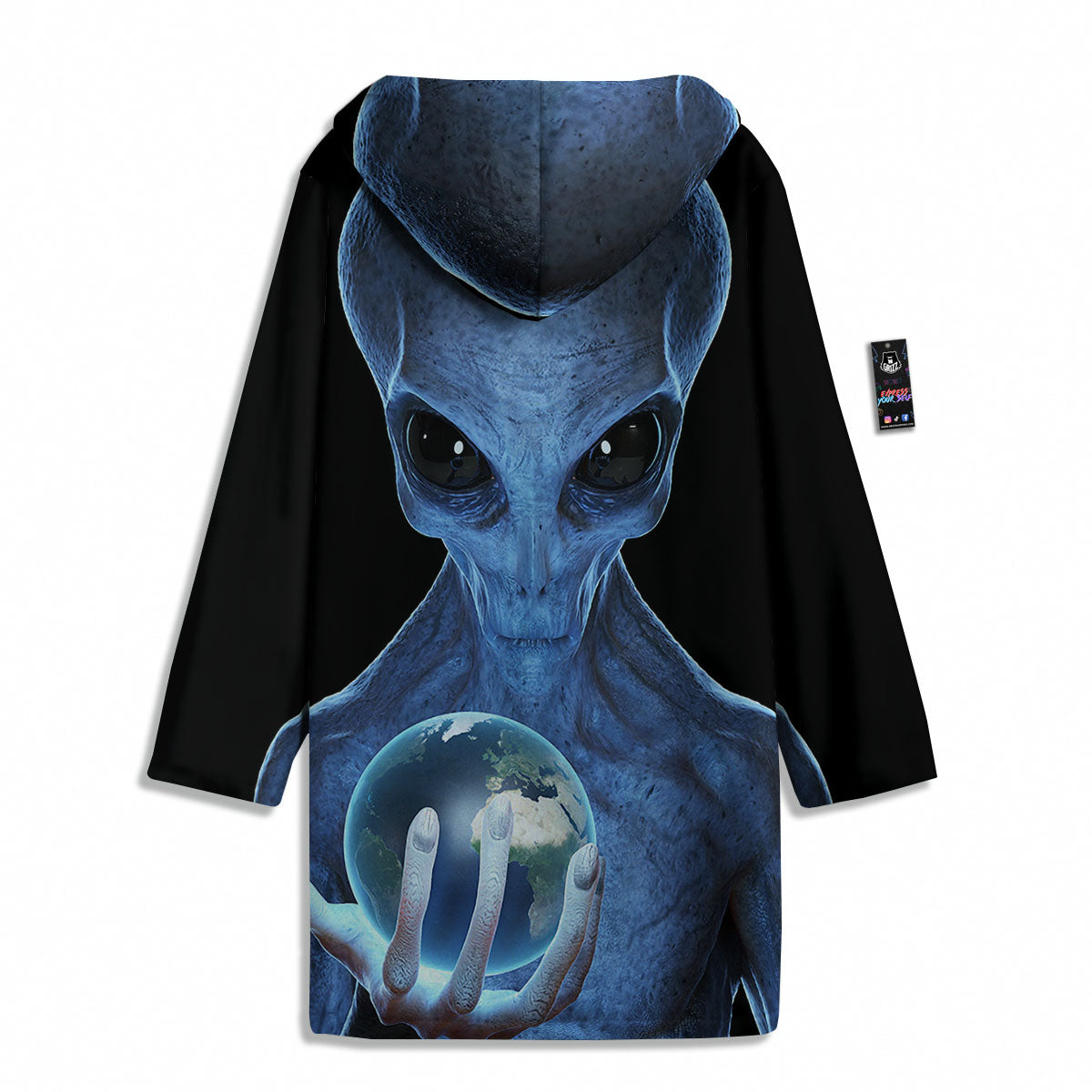 3D Scary Alien Grey Print Men's Windbreaker Jacket-grizzshop