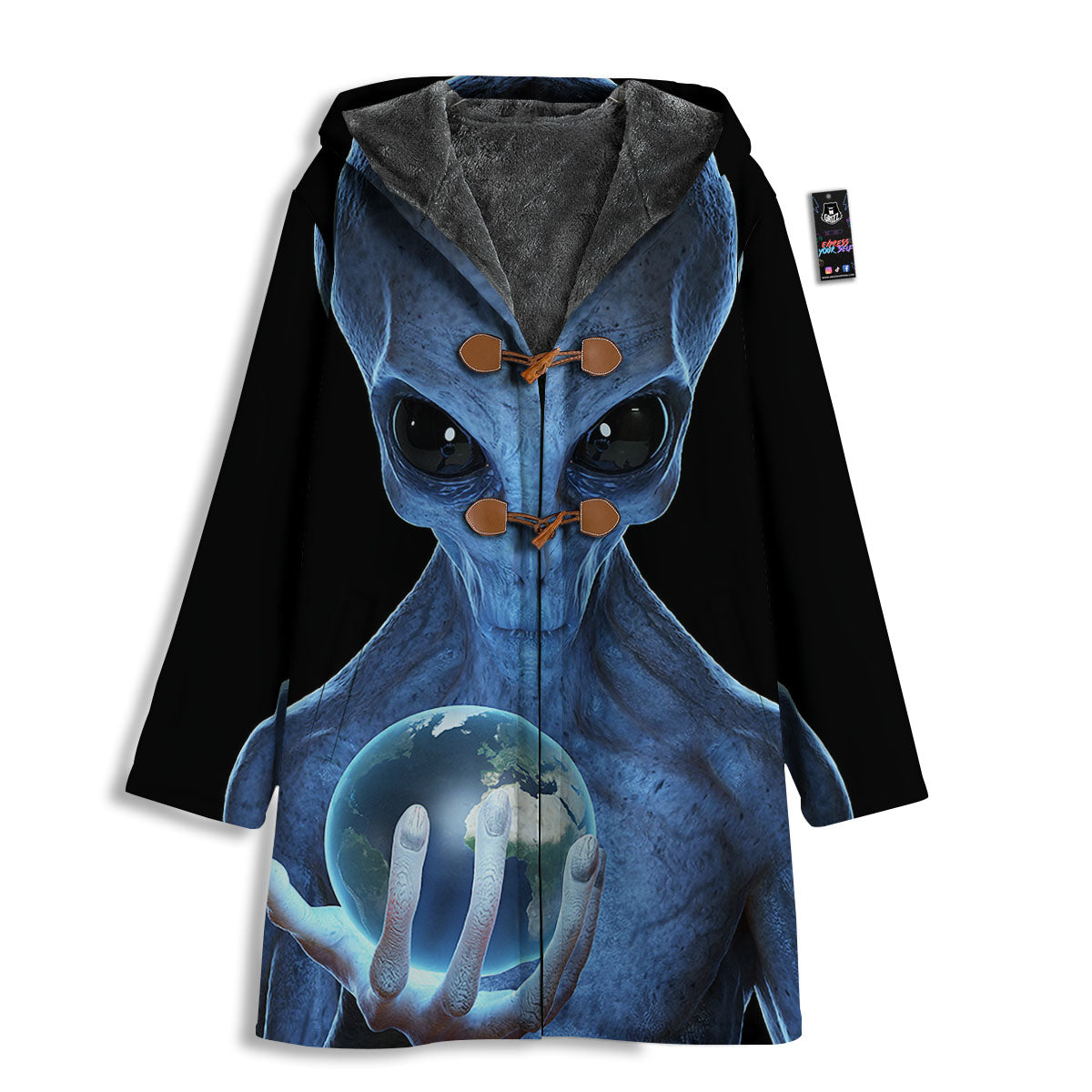 3D Scary Alien Grey Print Men's Windbreaker Jacket-grizzshop