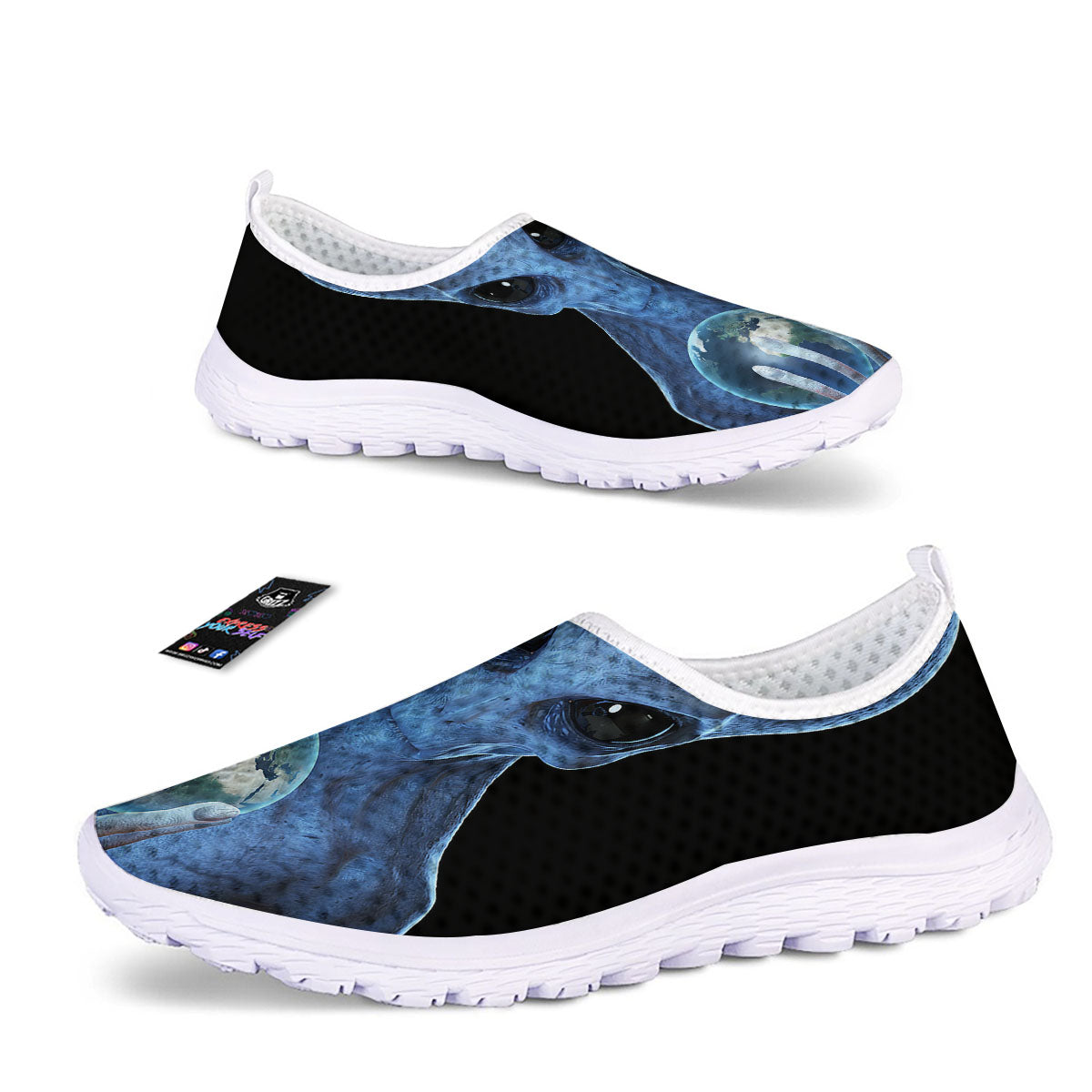 3D Scary Alien Grey Print Nurse Shoes-grizzshop