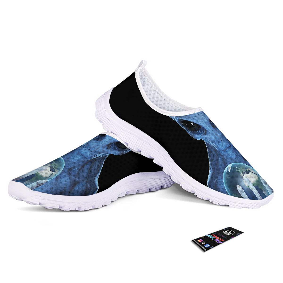 3D Scary Alien Grey Print Nurse Shoes-grizzshop