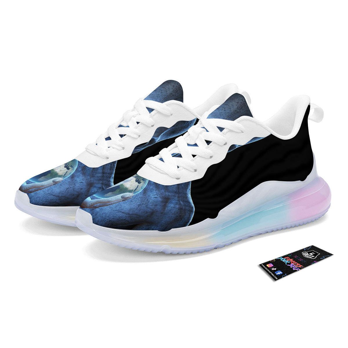 3D Scary Alien Grey Print Running Sneakers-grizzshop