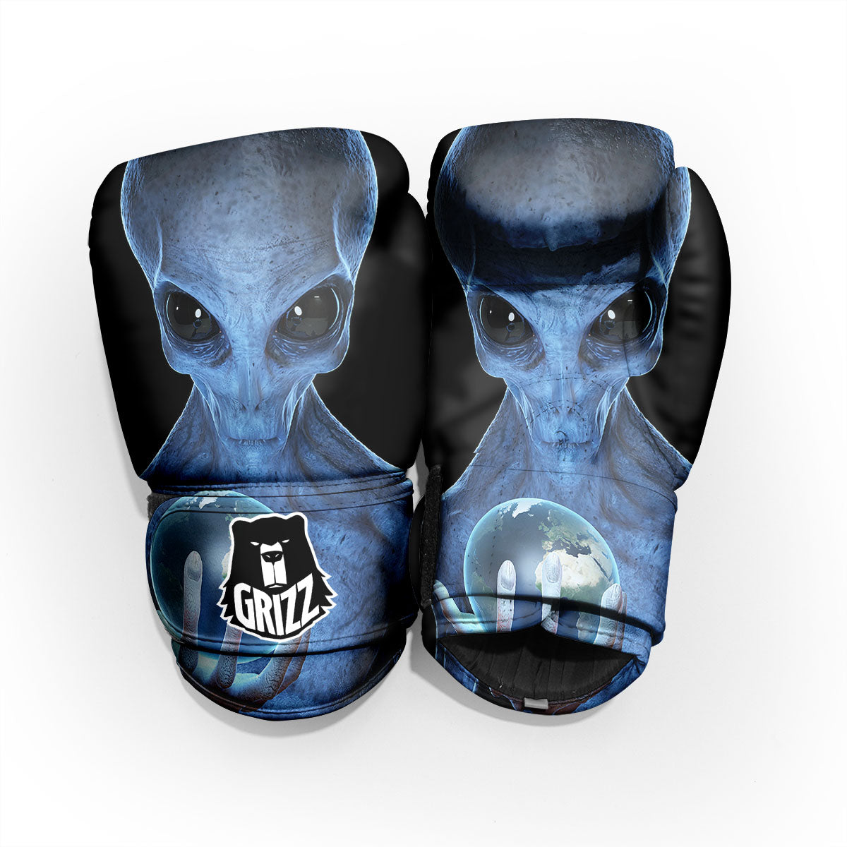 3D Scary Alien Grey Print Pro Boxing Glove