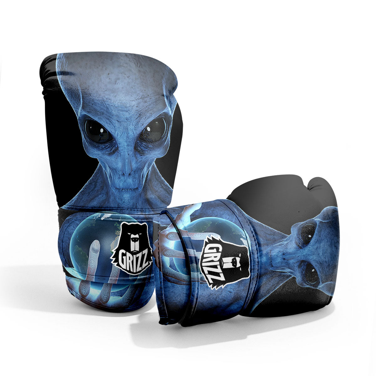3D Scary Alien Grey Print Pro Boxing Glove