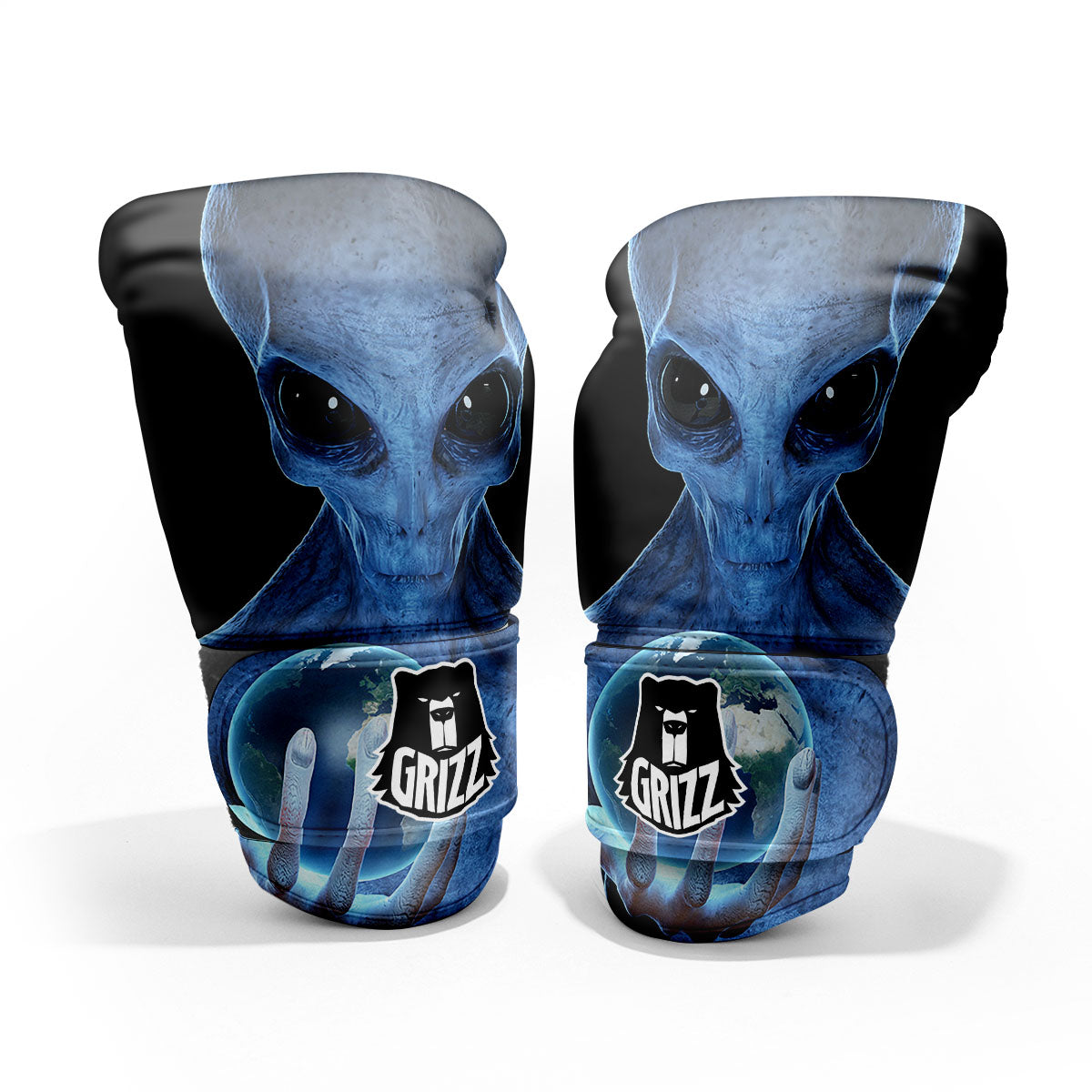 3D Scary Alien Grey Print Pro Boxing Glove