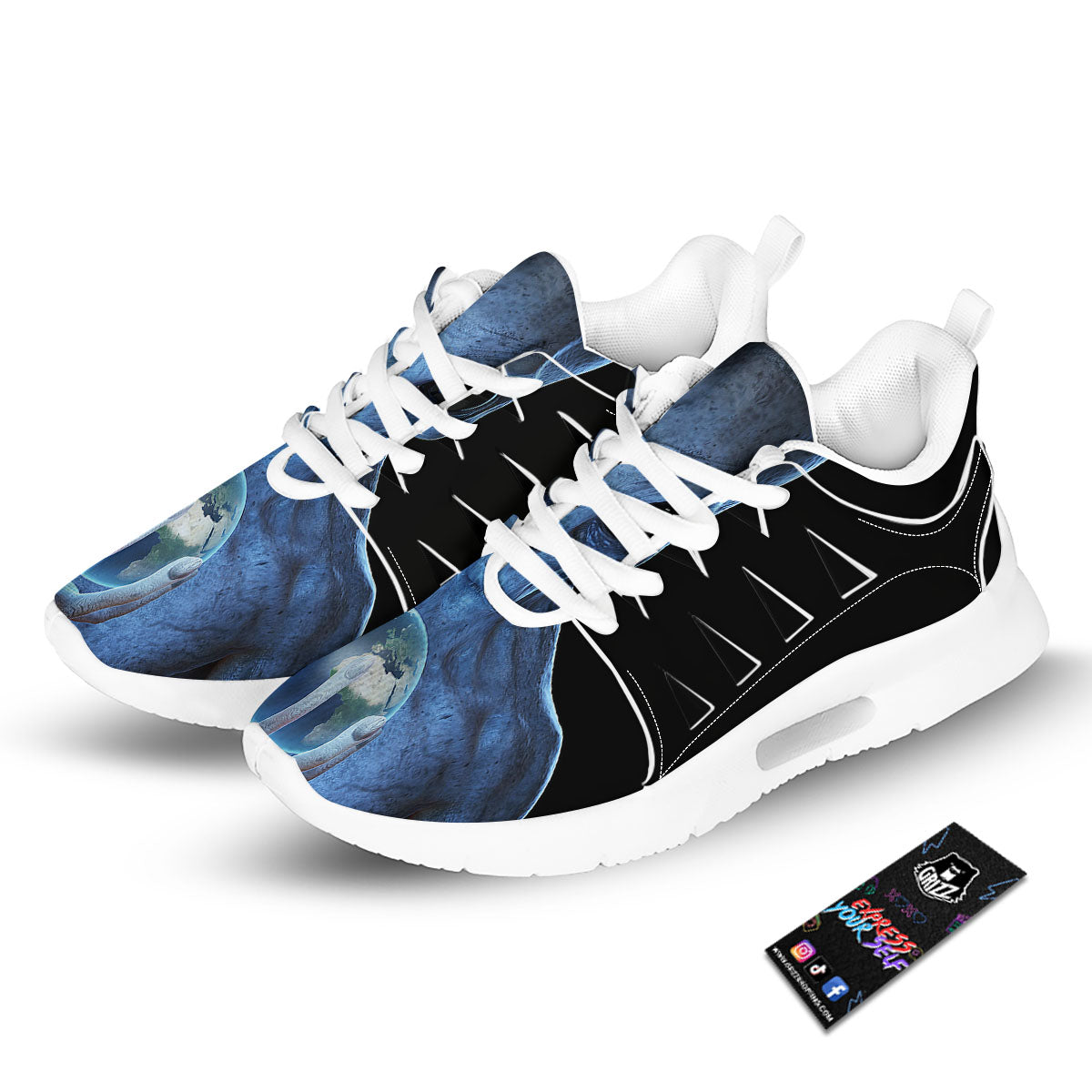 3D Scary Alien Grey Print Tennis Shoes-grizzshop