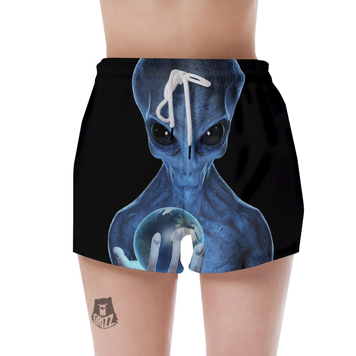 3D Scary Alien Grey Print Women's Shorts-grizzshop