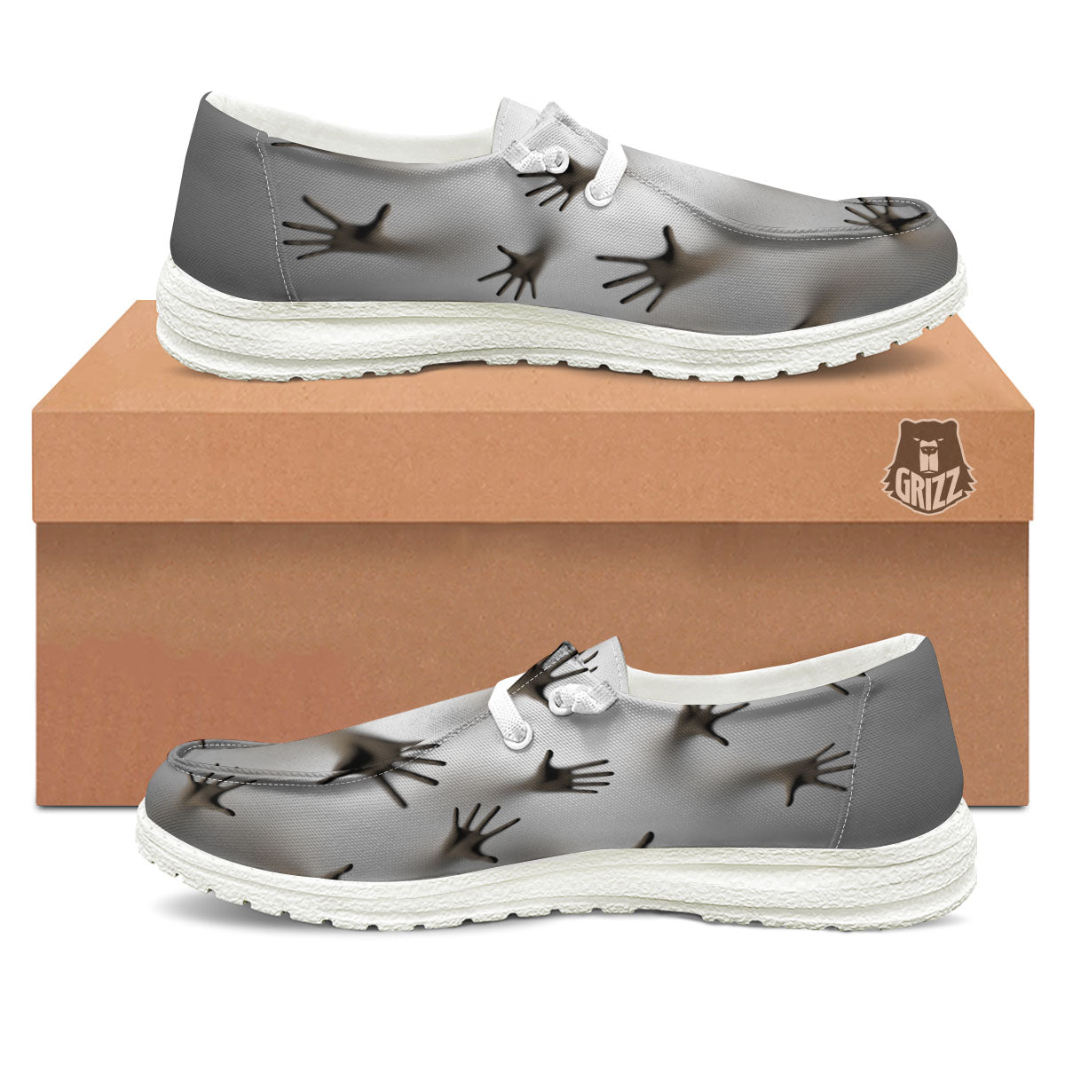 3D Scary Ghost Print Black Loafers-grizzshop