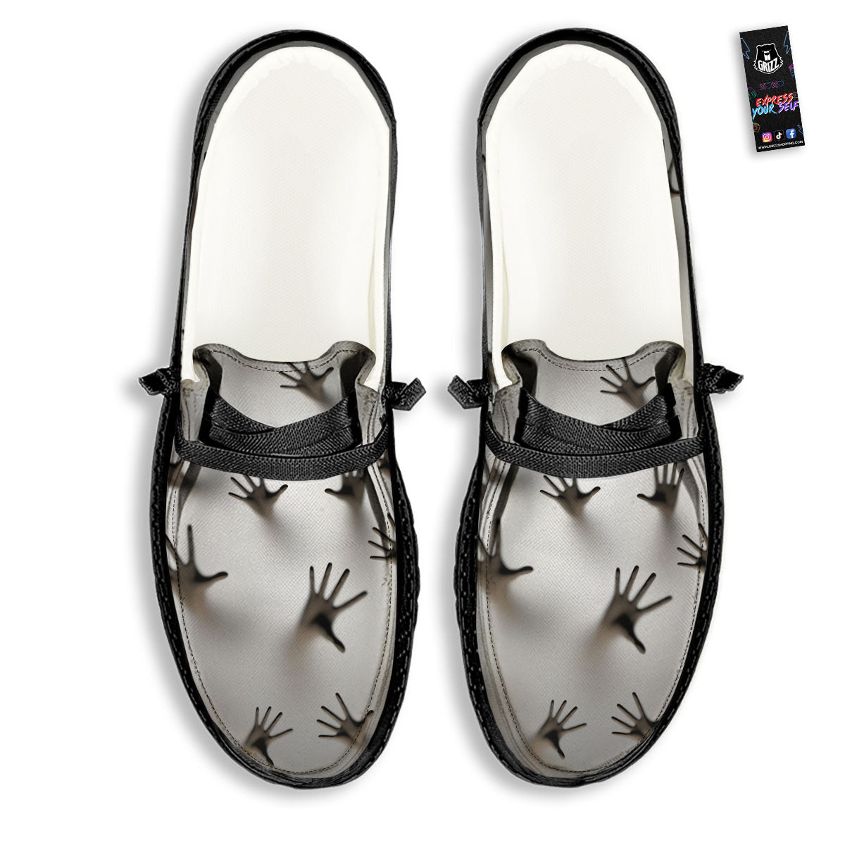 3D Scary Ghost Print Black Loafers-grizzshop