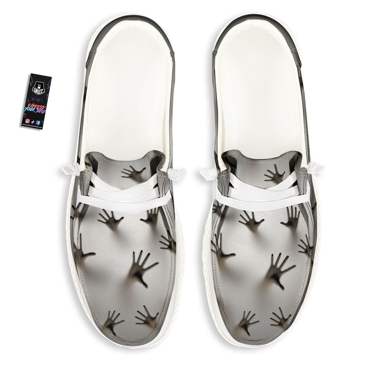 3D Scary Ghost Print Black Loafers-grizzshop