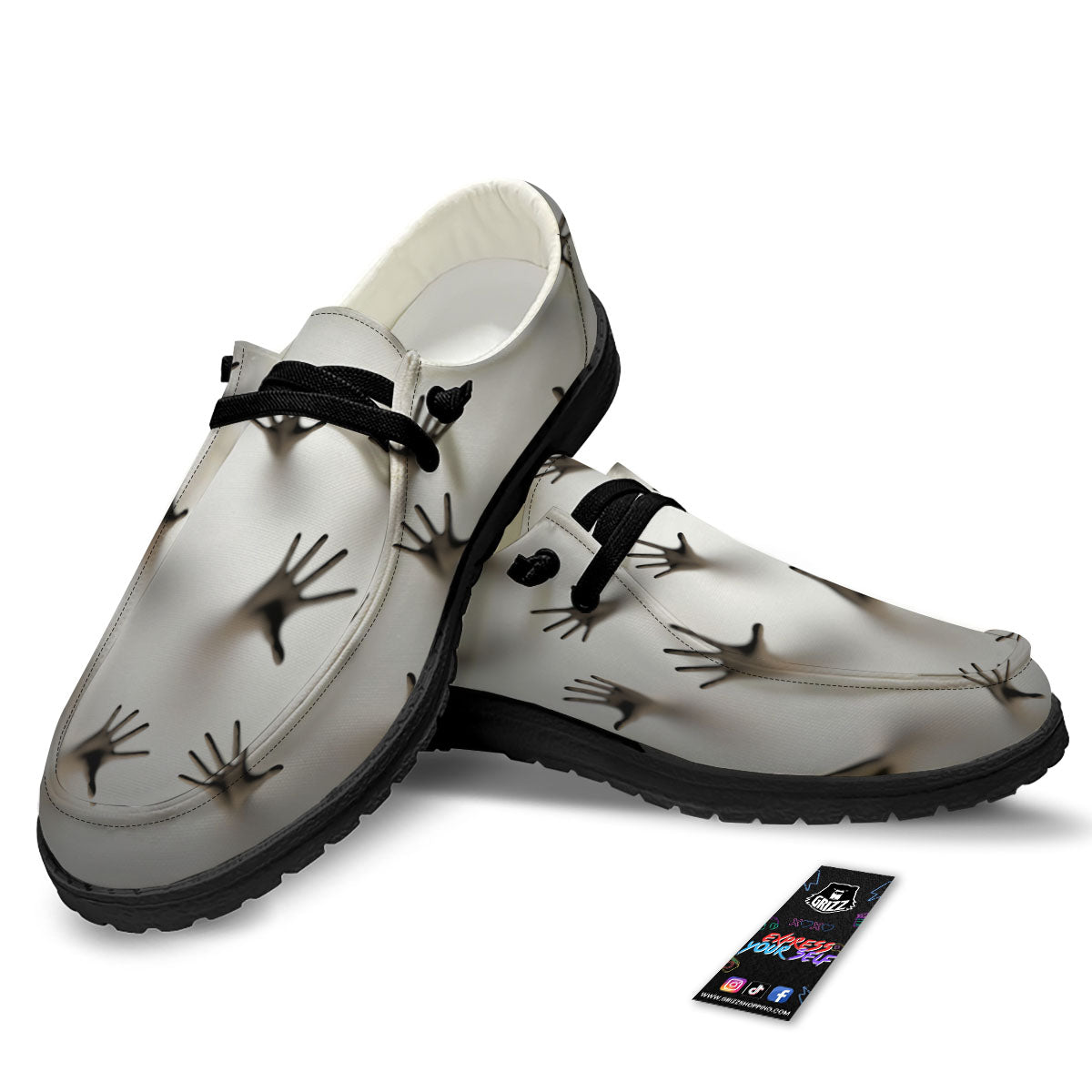 3D Scary Ghost Print Black Loafers-grizzshop