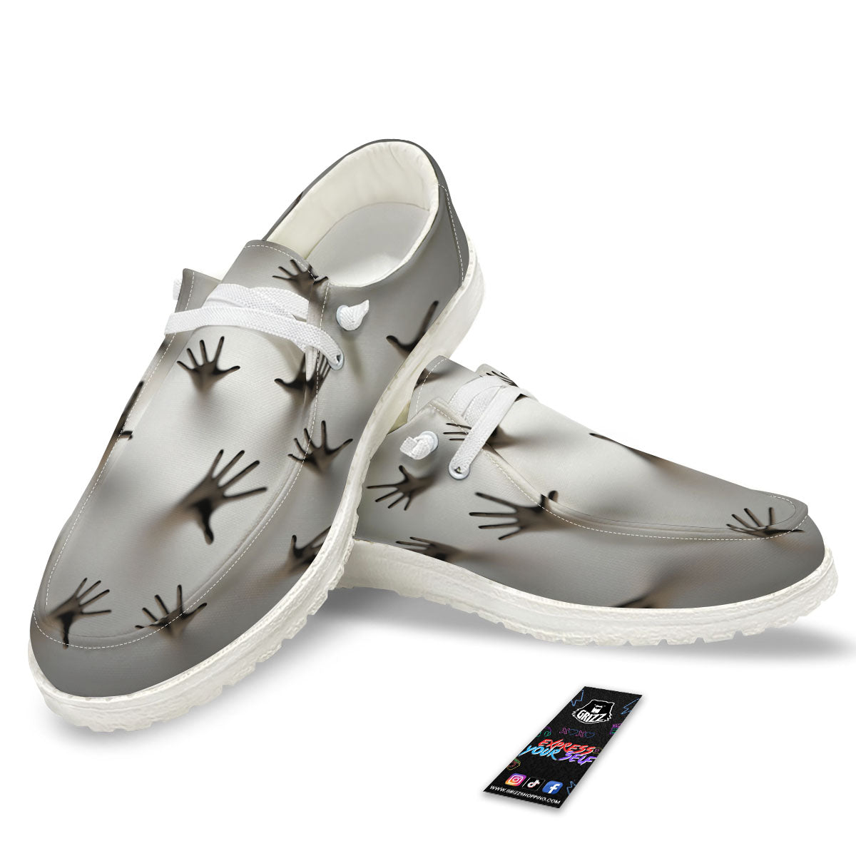 3D Scary Ghost Print Black Loafers-grizzshop