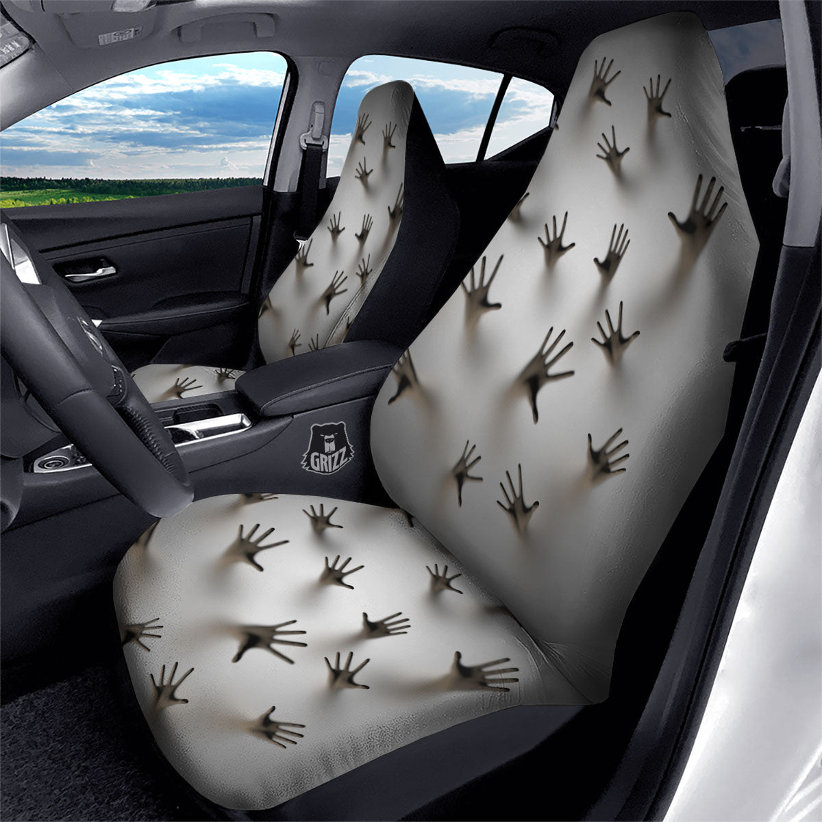 3D Scary Ghost Print Car Seat Covers-grizzshop