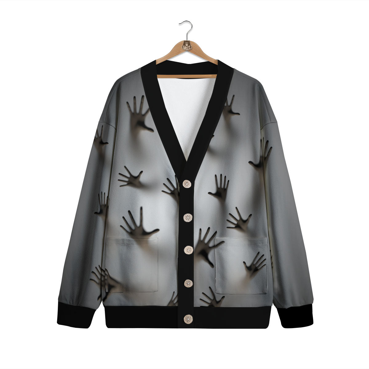 3D Scary Ghost Print Cardigan-grizzshop