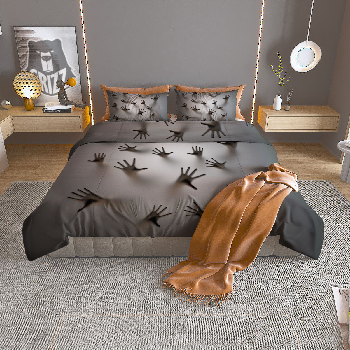 Aboriginal Orange And White Dot Print Pattern Duvet Cover Bedding Set