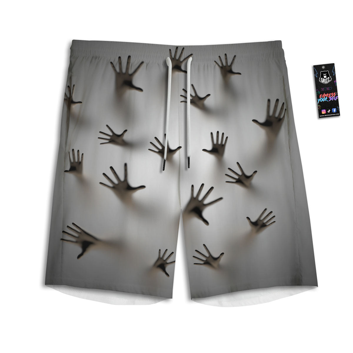 3D Scary Ghost Print Men's Athletic Shorts