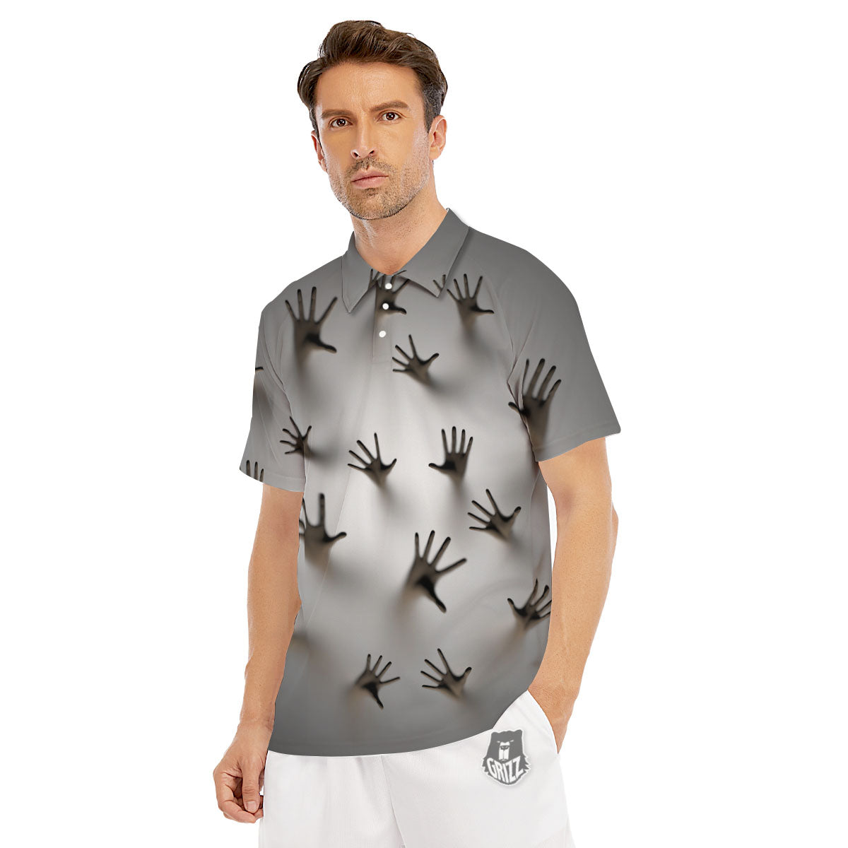 3D Scary Ghost Print Men's Golf Shirts-grizzshop